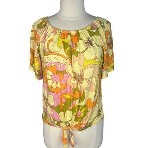 Kim & Cami Womens Shirt Yellow Orange Boho Festival Size Small New